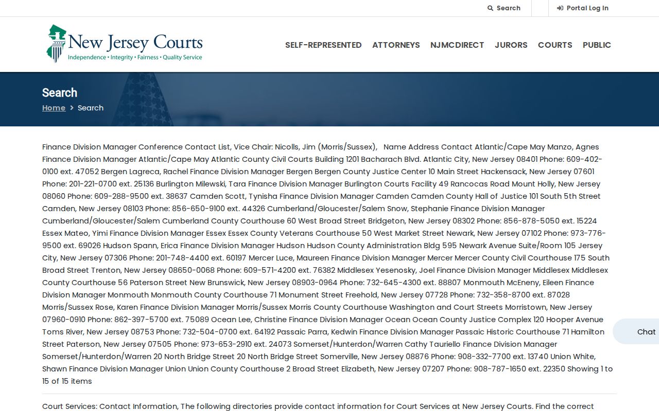 Somerset County booking disposition search through the New Jersey Courts interface